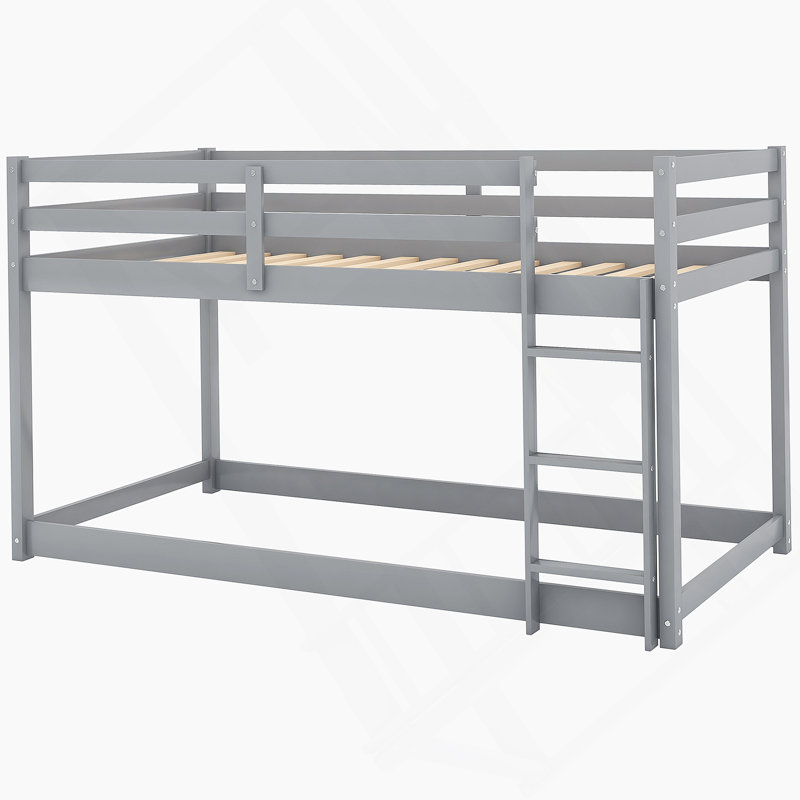 Lit superposé au-dessus d'un plancher avec échelle, Gris