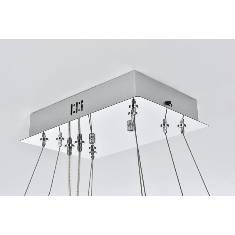 Lustre à niveaux et gradateur à 2 lumières DEL Brindalla, H 12 po x l 42 po x P 42 po, Chrome