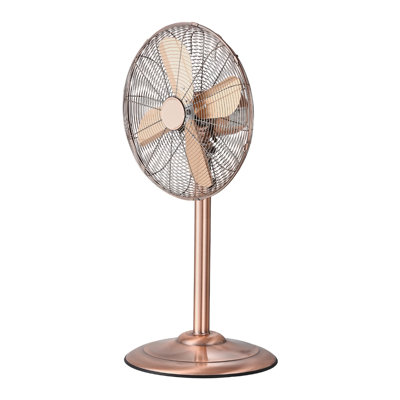 Ventilateur sur pied industriel 16 po avec finition cuivre - Ventilateur de plancher oscillant à 3 vitesses, ventilateur à hauteur réglable pour la maison et le bureau