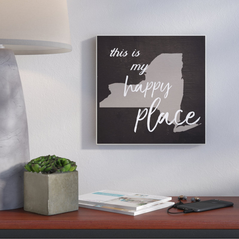 «This Is My Happy Place New York» par Daphne Polselli, reproduction d'art textuel, H 12 po x l 12 po, Plaque murale