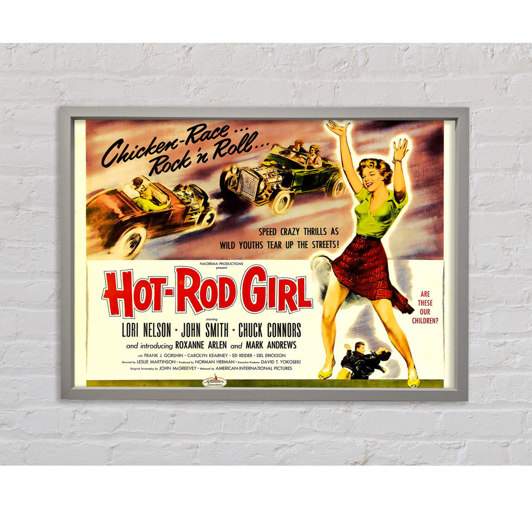 Hot Rod Girl Poster 2 - Bilderrahmen Kunstdrucke auf Leinwand