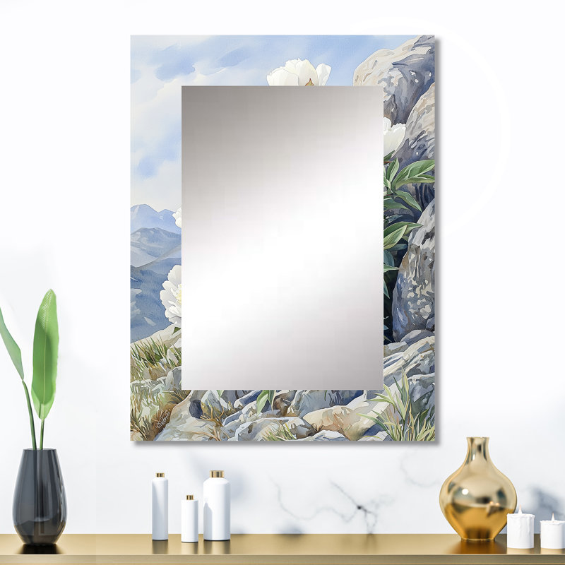 Pe pivoines par The Rocky Slope II - miroir décoratif pivoines, miroir mural traditionnel, impression sur métal