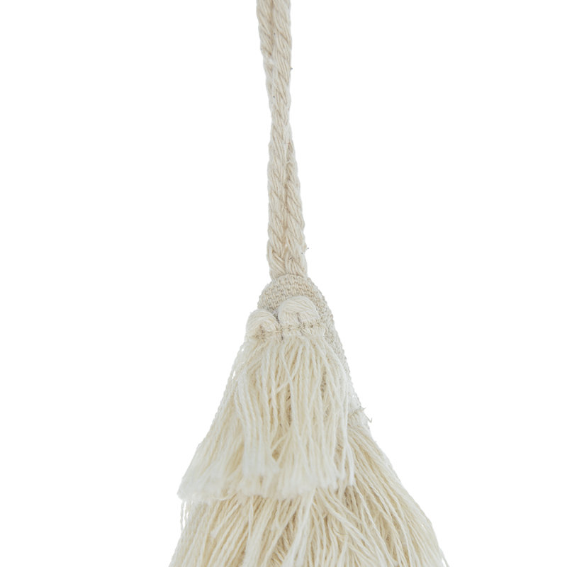 Fringes Embellished Tree Ornament, Cotton-Polyester Blend with Wooden Accents