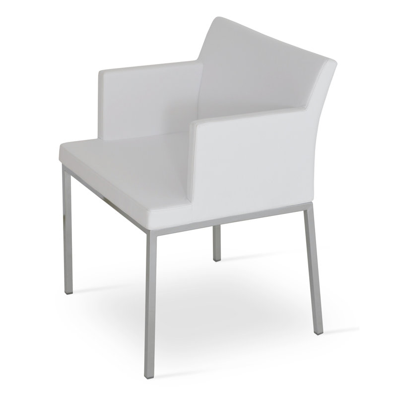 Fauteuil de 22 po de largeur Soho, Simili cuir blanc, Chrome