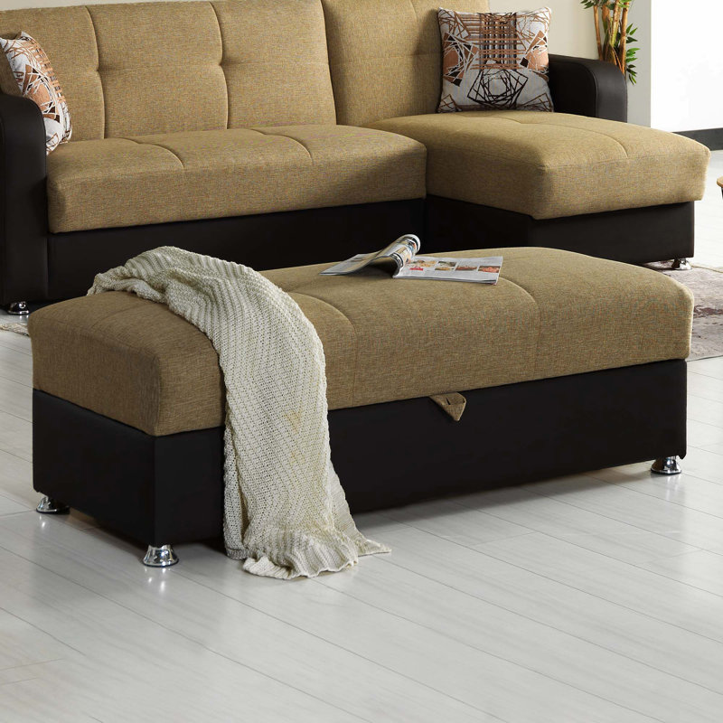 Primenest Nimbusflow Collection Upholstered Convertible Loveseat With Storage