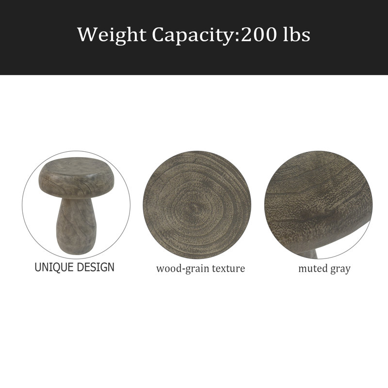 Table d'appoint champignon, texture semblable au bois