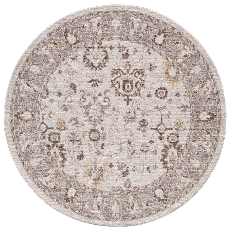 Mira Luna Machine Woven Performance Area Rug - Ivory/Grey - 7'10" Round, 7'10" Round, Ivory/Grey