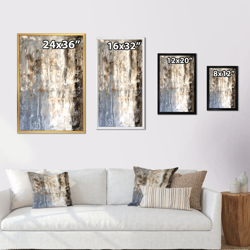 Art moderne gris et bleu II 2FL47733, H 36 po x l 24 po x 1 po, Or