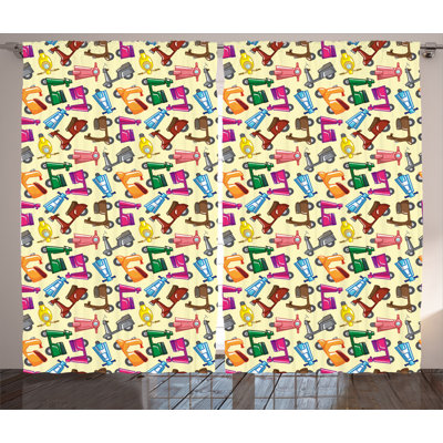 Motorcycle Abstract Semi-Sheer Rod Pocket Curtain Panels
