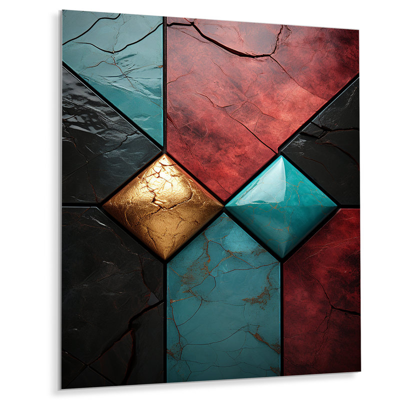 Carreaux de chevron bleu et rouge Elegance II, H 20 po x l 12 po x P 1 po