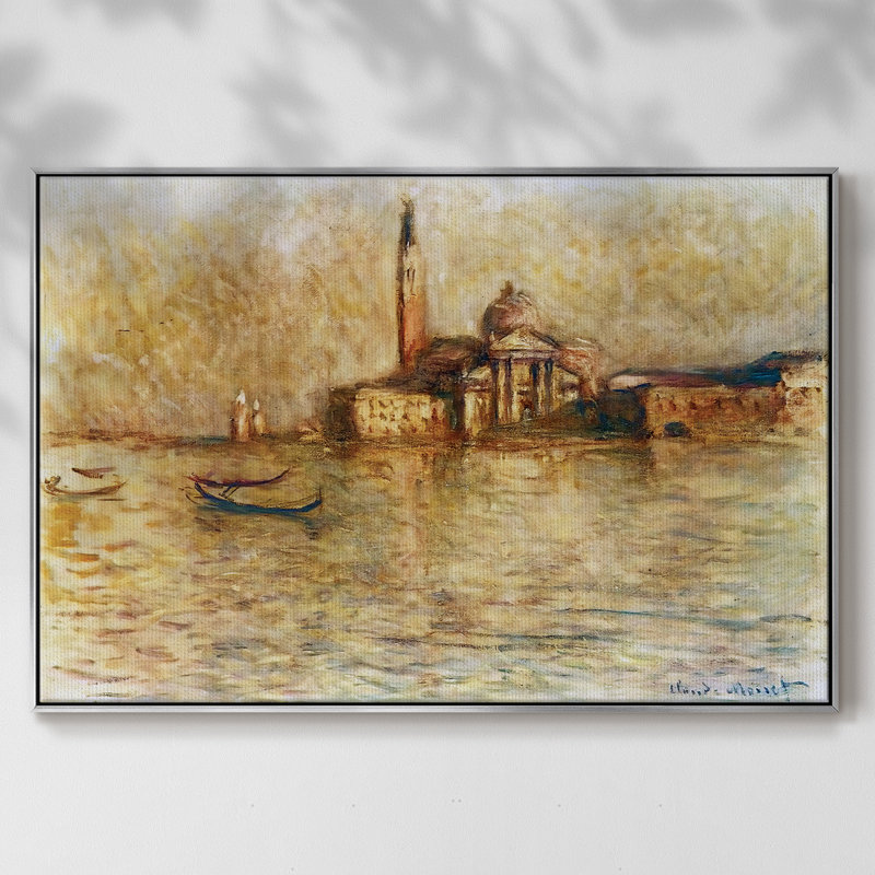 San Giorgio Maggior, 1908 05, reproduction d'art sur toile, H 17 po x l 25 po x P 2 po, Toile avec cadre argenté