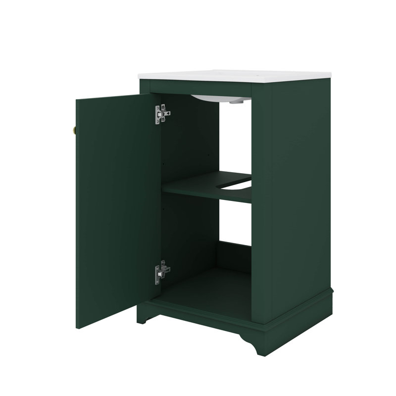 Ensemble de meuble-lavabo sur pied 20 po avec armoire à fermeture en douceur et cuve en céramique, Vert