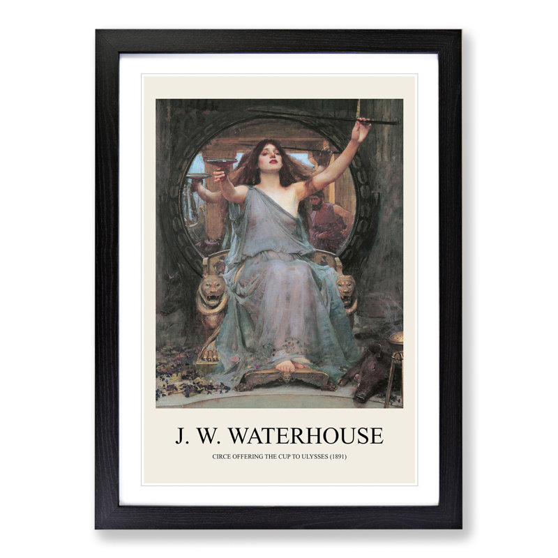Circe Offering the Cup to Odysseus by John William Waterhouse - Picture Frame Art Prints, Black, 65cm H x 48cm W x 2cm D