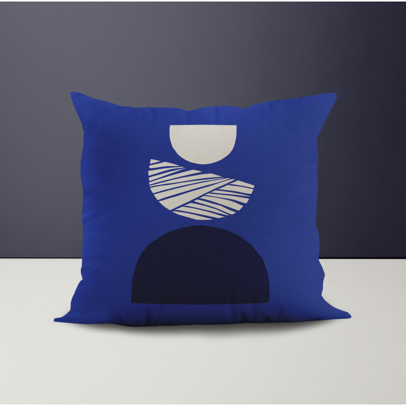 Jeté carré en polyester intérieur / extérieur, L 17 po x H 17 po, Bleu marine