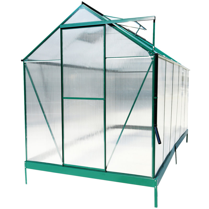 6.3'*12.2'*7' Polycarbonate Greenhouse, Green, 8' H x 6.3' W x 12.2' D