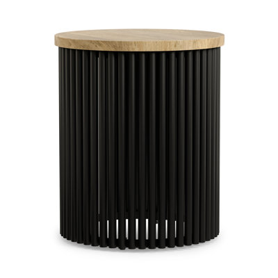 Demy Solid Wood Drum End Table