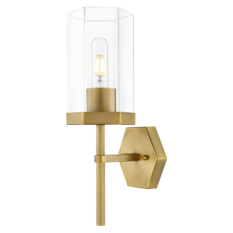 Downtown Urban - Neilson - 1 Light 5" Wall-mounted Sconce , Clear, Brushed Brass