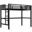 Lit mezzanine simple en métal noir avec prise de courant, DEL, bureau pour les jeux et les loisirs productifs, espace, réduction du bruit, cadre solide, station de charge, bricolage, protection, installation rapide