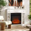 Foyers et accessoires avec fini blanc pur, rangement, bois de sapin et 45,3 x 39,4