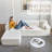 106.5" Convertible L-Shaped Sectional Sofa Bed, 4-In-1 Corduroy Floor Couch, High-Resilience Foam, 1300LBS Capacity, Cream White-1774455266