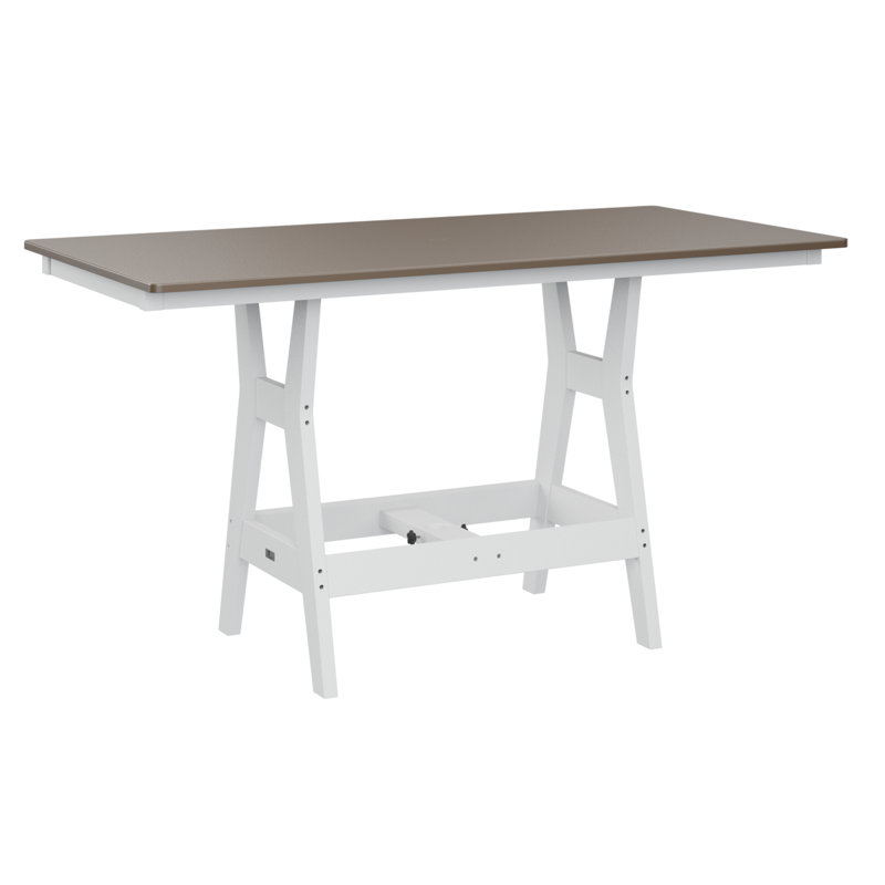 Table de bar rectangulaire en bronze martelé avec base blanche Berlin Gardens Harbour, Bronze martelé