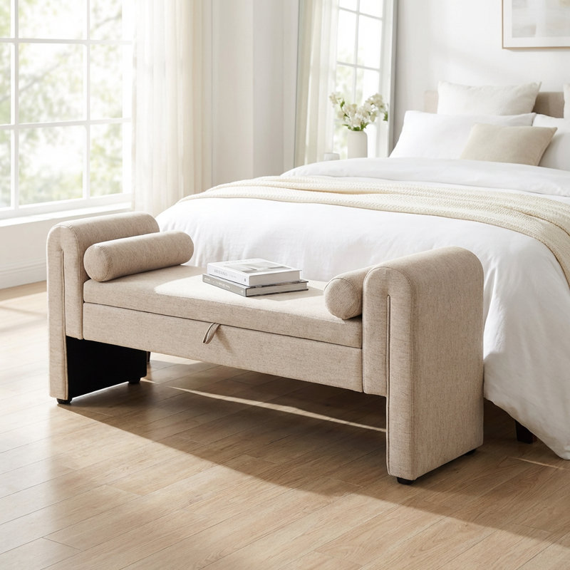 Banc de rangement polyvalent avec sièges spacieux, fabrication robuste et rangement dissimulé pratique