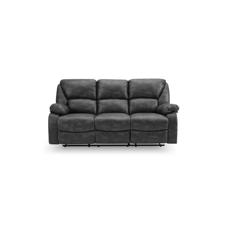 Hartnell 3 Seater Faux Leather Reclining Sofa, Black