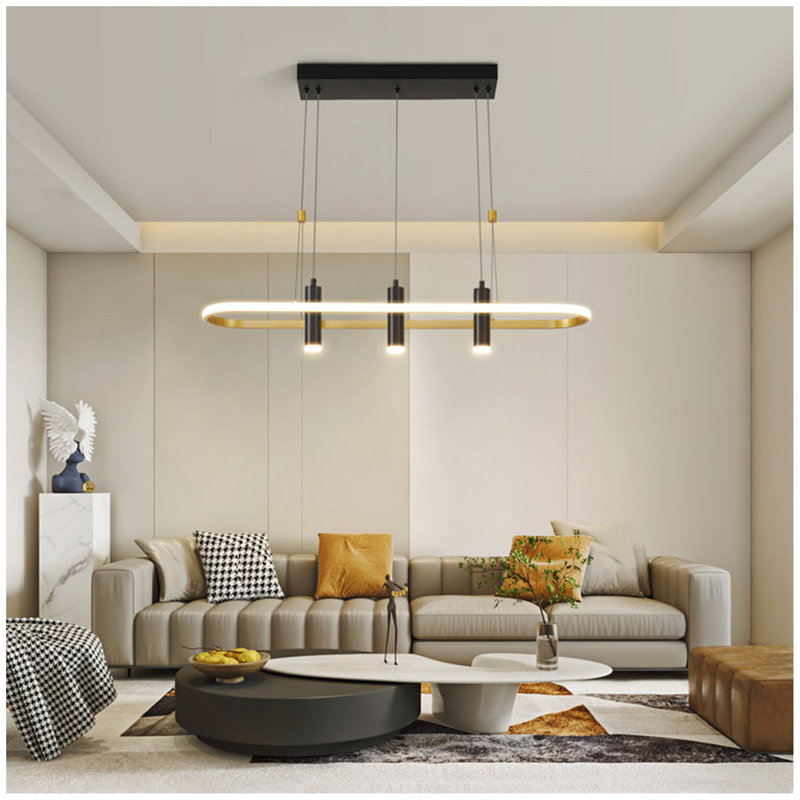 Luminaire suspendu à 4 lumières DEL Javeriah noir / doré à intensité variable [sans ampoule]