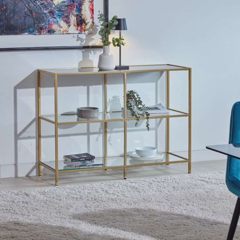 Vicente 108cm Glass Top Console Table, Gold