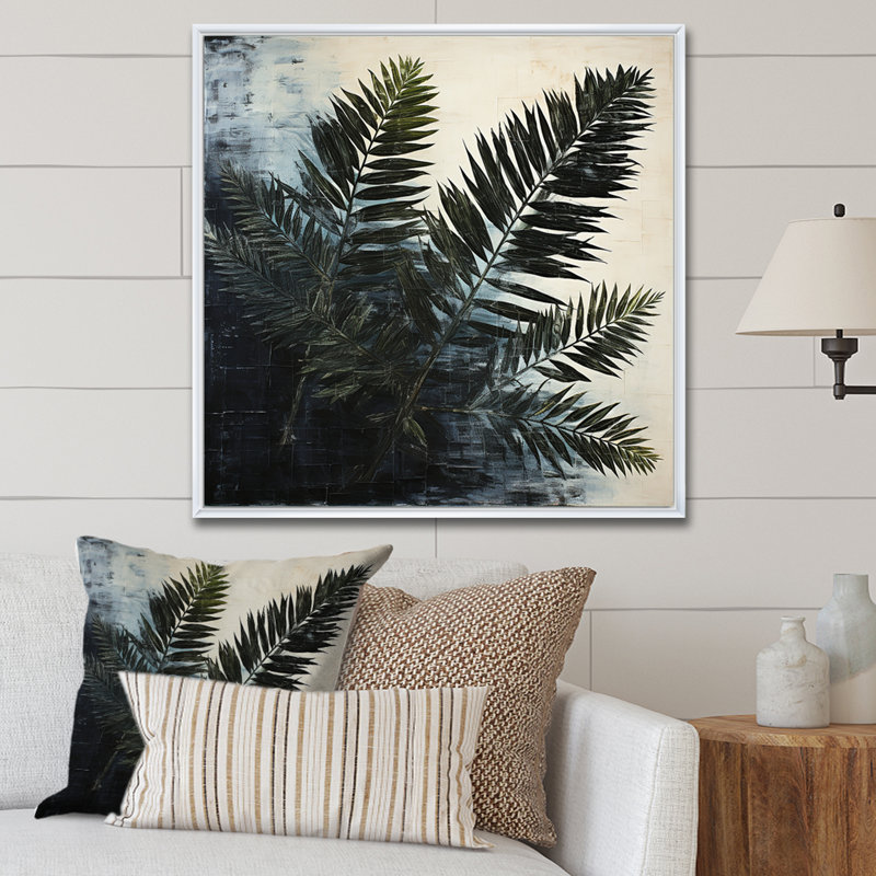 Toile épinette noire ombragée sur toile, H 36 po x l 36 po x P 1,5 po, Cadre flottant blanc