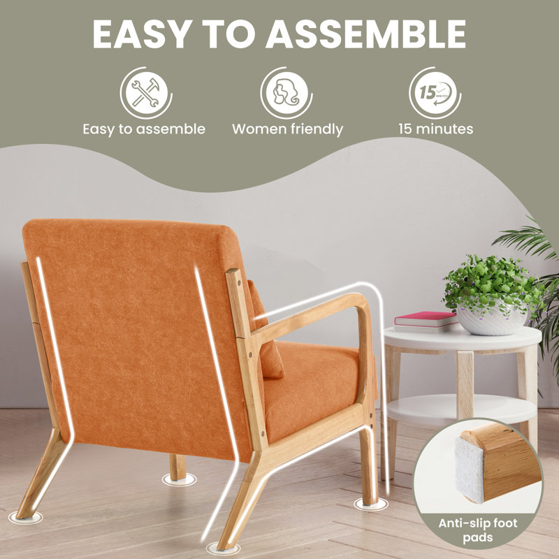 Upholstered Armchair, Orange