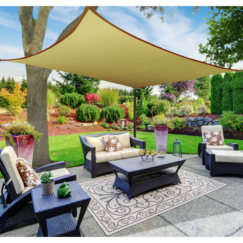 Beige 12 ft. Square UV-Blocking Patio Shade Sail