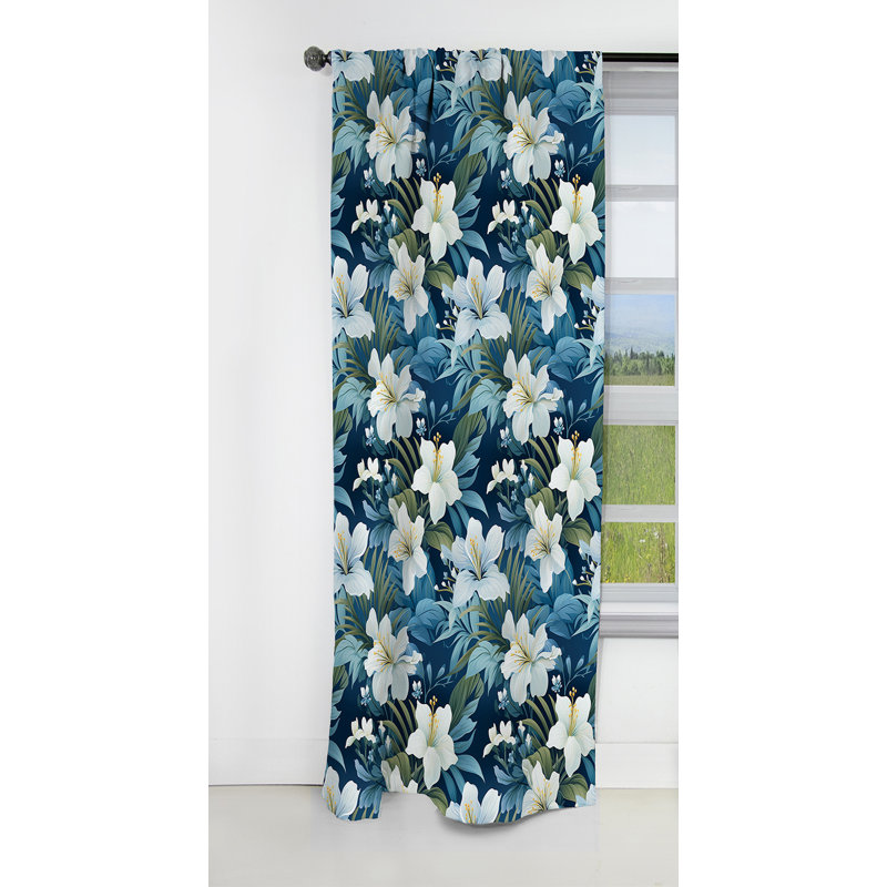 Azure And Green Canopy Tropical Pattern V - Floral Curtain - Blackout Curtain - 1 Panels, 52" W x 120" L