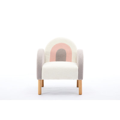 Fauteuil confortable avec motif arc-en-ciel - fabrication en bois, coussin moelleux pour chaise de chambre colorée et cadre parfait pour la maison