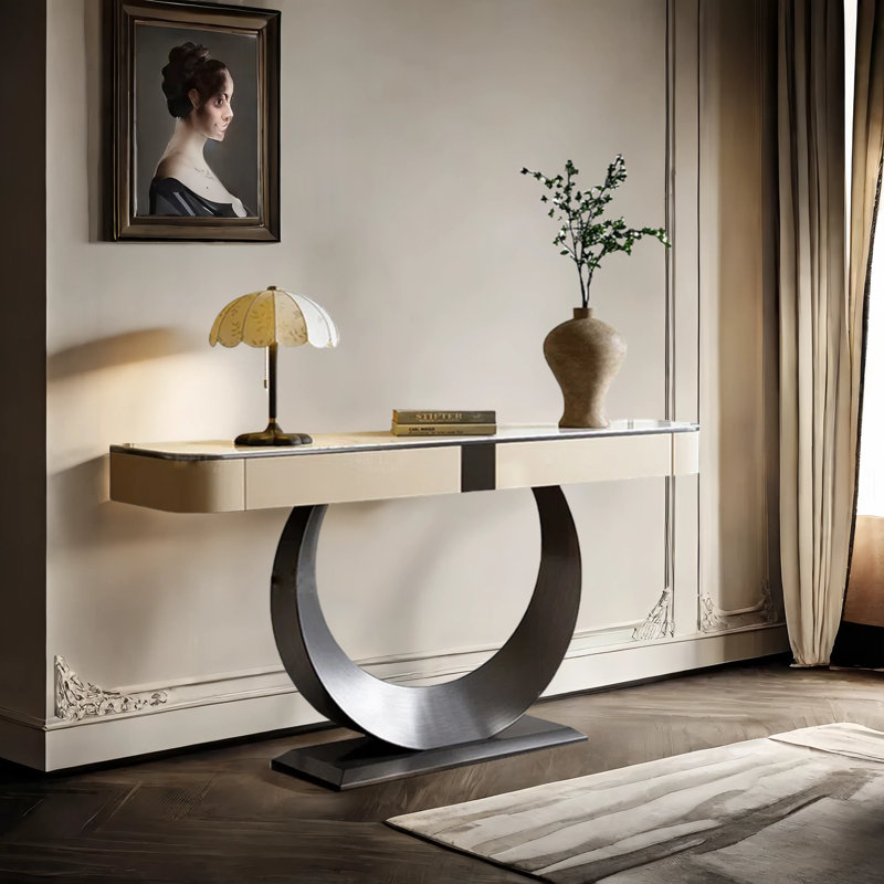 Console d'entrée de luxe de style haut de gamme, H 35 po x l 59,1 po x P 13,8 po, Gris