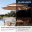 Parasol de terrasse extérieur de 3 m (10 pi) à 3 niveaux avec éclairage DEL, inclinaison par bouton et 8 baleines en fibre de verre, protection UV et résistant au vent, idéal pour piscine, jardin ou terrasse.