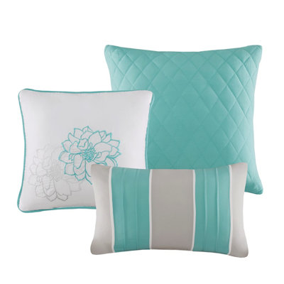 Madison Park Lola Aqua Floral Cotton Comforter Set - King