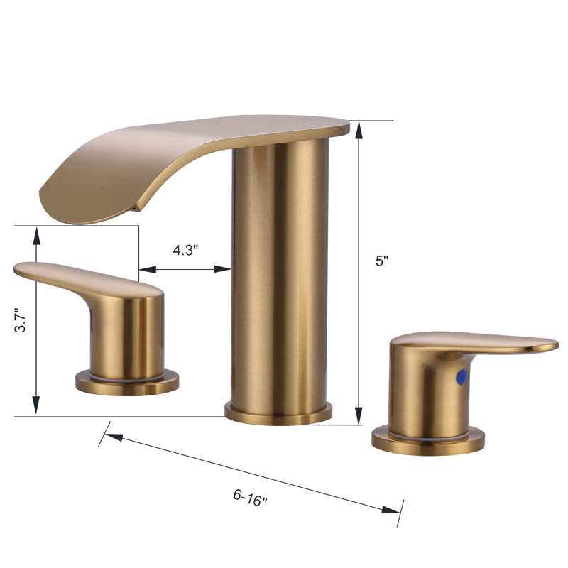 Widespread 2-handle Bathroom Faucet with Drain Assembly, Gold