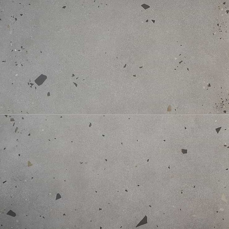 Kobe 24x48 Matte Terrazzo Look Porcelain Tile, Smoke Gray