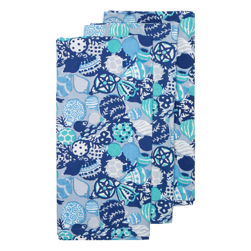 Ornaments Floral Tea Towel, Blue