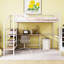 Lit mezzanine double en métal avec bureau et échelle de rangement latérale