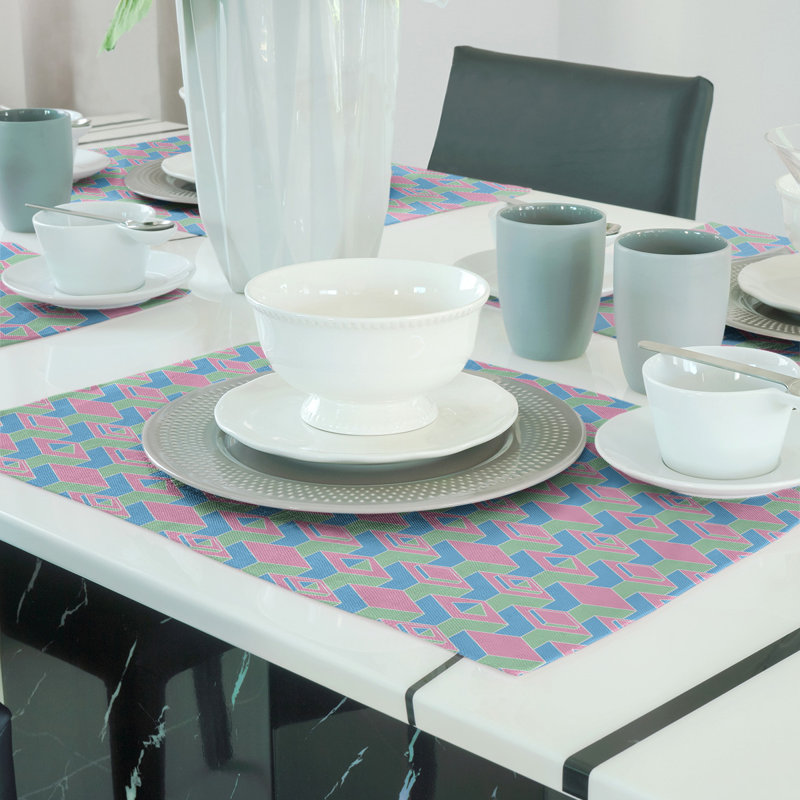 Napperon classique en coton 18 po Skyscraper, Bleu / Vert / Rose, polyester