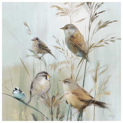 Birds On Grass Stems Bath Mat