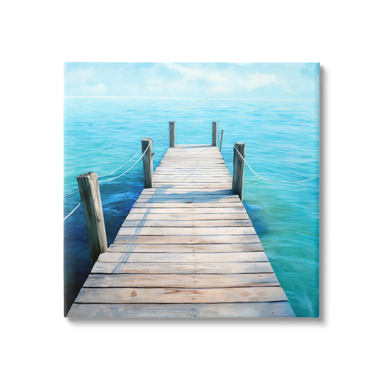 «Ba-086», encadré «Coastal Dock Landscape on Canvas» par Ray Powers, Estampe numérique Farmhouse