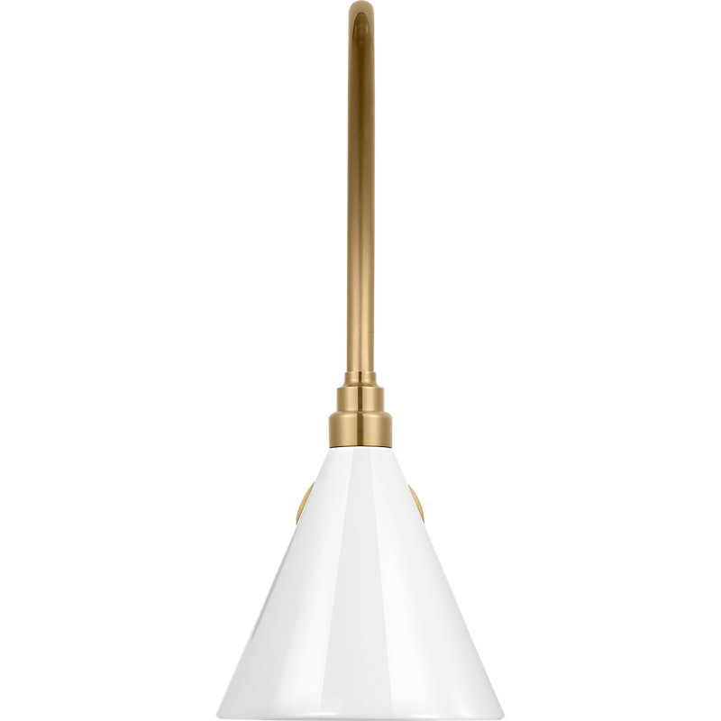 Thomas O'Brien 1 - Light Outdoor Barn Light, White, Hand-Rubbed Antique Brass, 22.25" H x 9" W x 23.5" D