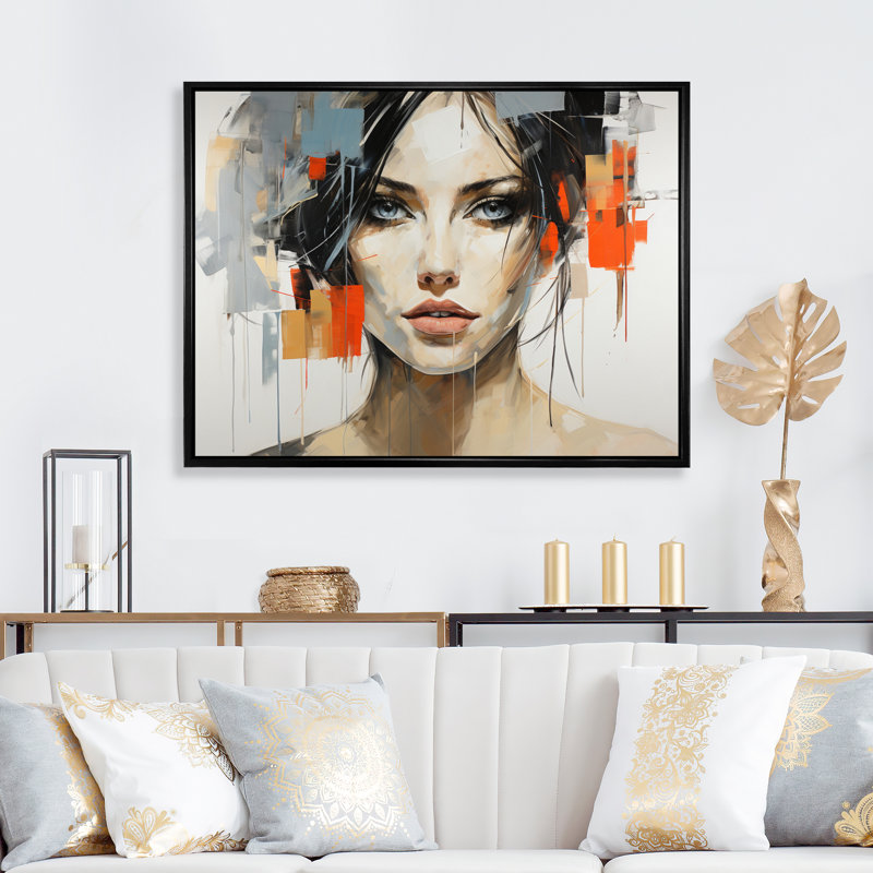 «Valentino Fashion Portrait III», reproduction sur toile, 12" H x 20" W, Cadre flottant noir