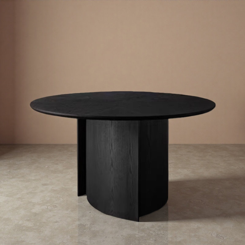 Black Multi-layer Solid Wood Large Round Table, 29.21"H x 59.05"L x 59.05"W