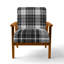 Fauteuil d'appoint rembourré à motif tartan vert et orange Fetullah-384490241-384490490