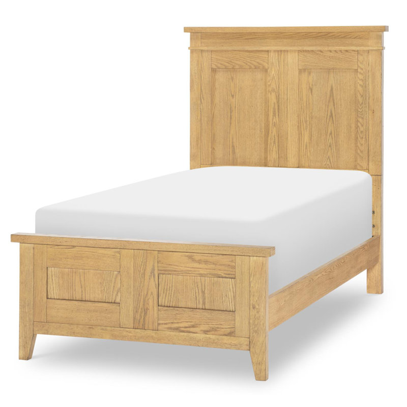 Today's Traditions Complete Panel Bed, Twin - Trisha Yearwood Home Youth Furniture - Shaker/Farmhouse Style, Hickory Finish, Oiled Bronze Hardware