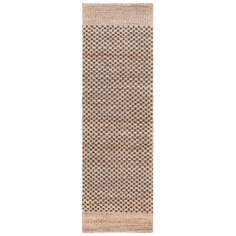 Tapis naturel / noir Natural Fiber 675, Tapis de couloir 2 pi 3 po x 8 pi